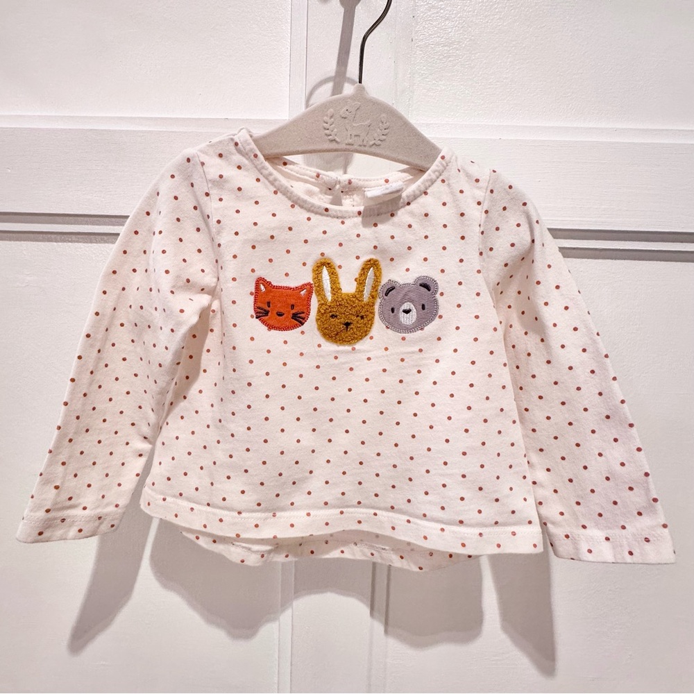 Starting Out 18M Polka Dot Animal Faces Long Sleeve Top